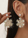 Christmas Fluffy Snowflake Diamond Pearl Earrings