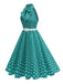 1950s Bow Tie Neck Polka Dot Belted Dress