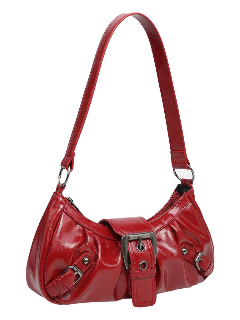 Vintage Leather Buckle Design Shoulder Bag