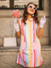 1960s Rainbow Stripe Heart Pocket Dress