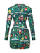 Green 1960s Christmas Pattern Bodycon Dress