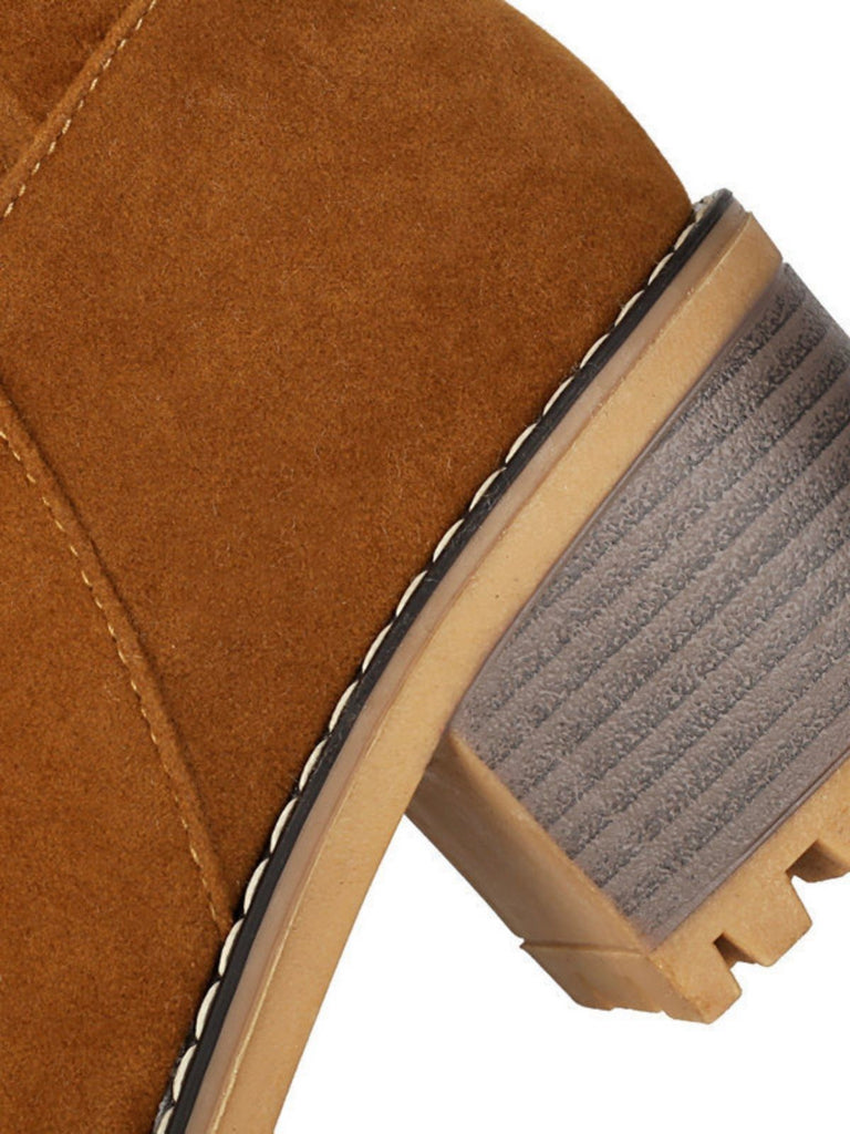 Suede buckle Faux Fur Knee-High Boots