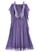 1950s Solid Velvet Mesh Cold Shoulder Dress
