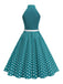 1950s Bow Tie Neck Polka Dot Belted Dress