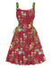1950s Strap Floral Lace-Up Corset Dress