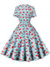 1950s Christmas Santa & Elk Print Swing Dress