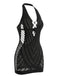 1960s Halter Fishnet Cutout Bodycon Mini Lingerie Dress