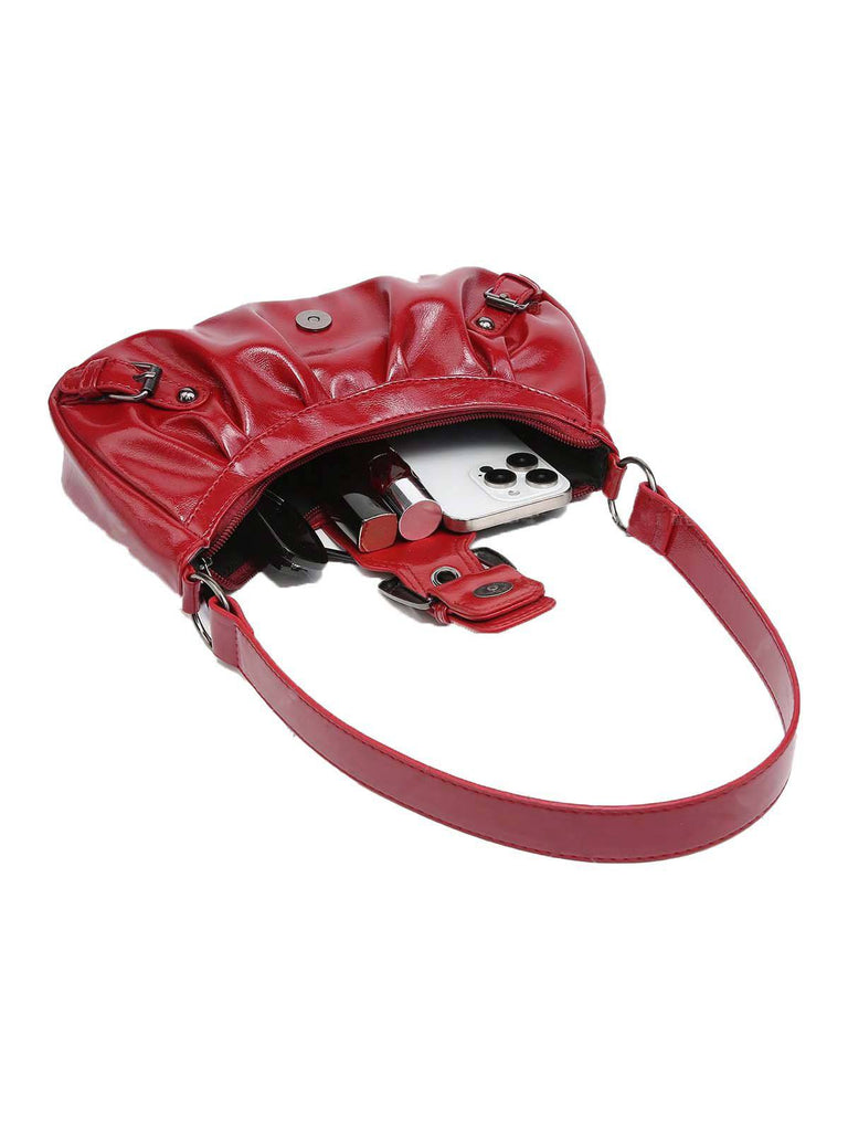 Vintage Leather Buckle Design Shoulder Bag