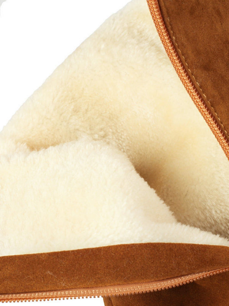 Suede buckle Faux Fur Knee-High Boots