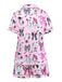 Dark Pink 1970s Halloween Boo Print Pajama Set