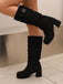 Suede Slouch Block Heel Mid Boots