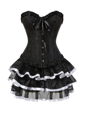 2PCS 1950s Strapless Bow Corset & Layered Skirt