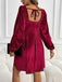1960s Square Neck Puff Sleeve Velvet Babydoll Dress