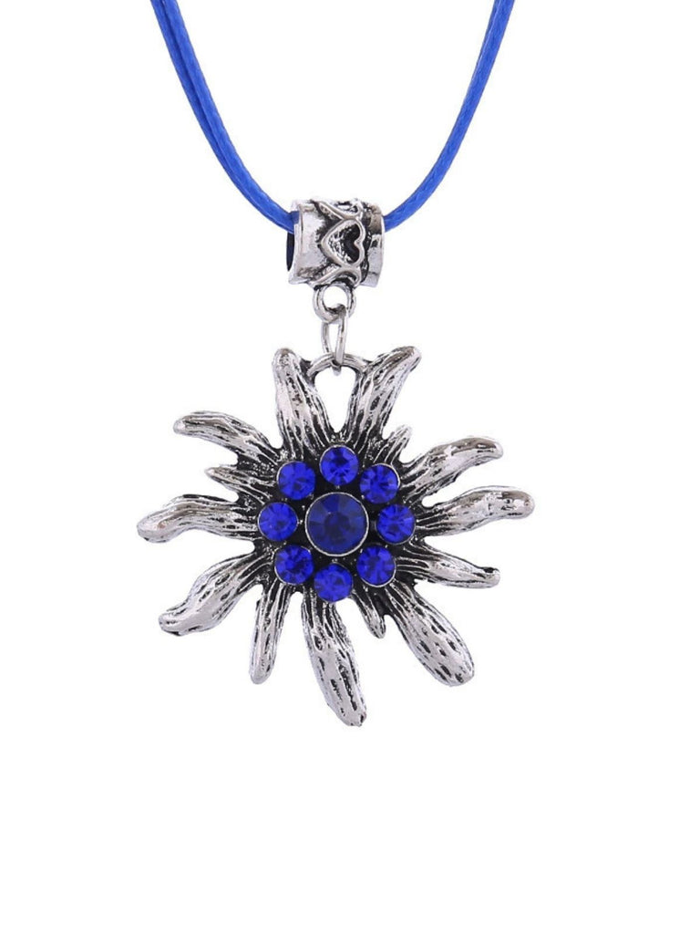 Vintage Rhinestone Edelweiss Dangle Necklace