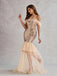 Champagne 1920s Off-Shoulder Sequined Mesh Dress