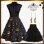 Black 1950s Halloween Pumpkin Patchwork Dress