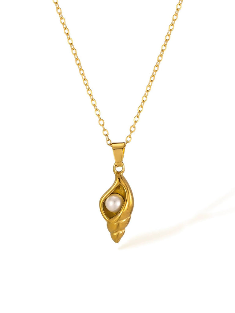 Vintage Golden Conch Pearl Necklace