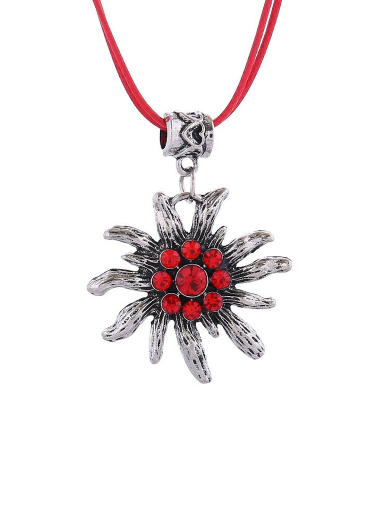 Vintage Rhinestone Edelweiss Dangle Necklace