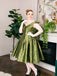 Green 1950s Off-Shoulder Vintage Dress