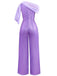 1930s One Shoulder Chiffon Sequined Jumpsuit