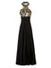 Gold 1930s Sequined Patchwork Halter Backless Evening Dress