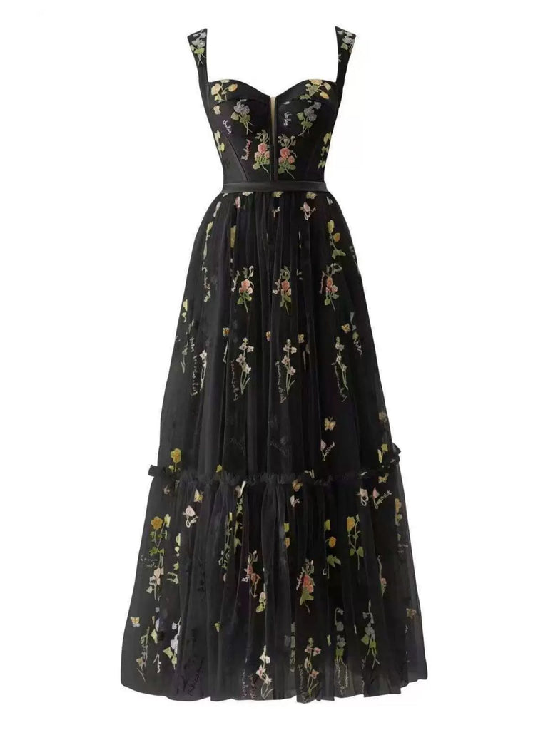 [Pre-Sale] 1930s Floral Mesh Boned Lace-Up Dress
