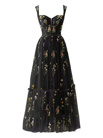 1930s Floral Mesh Boned Lace-Up Dress