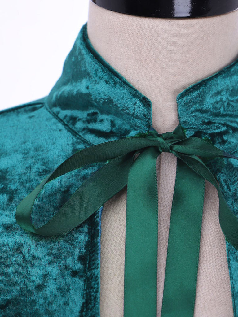 1930s Velvet Medieval Lace-Up Halloween Cape