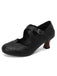 Cross-Strap Perforated Mary Jane Heels