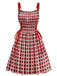 Red 1950s Christmas Candy Cane Striped Lace-Up Holiday Dress
