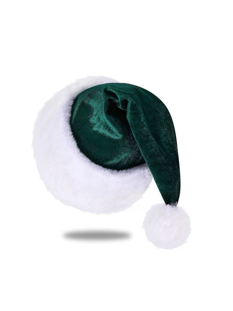 Christmas Solid Velvet Faux Fur Trim Hat