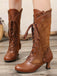 Vintage Lace-Up Solid Mid-Heel Brogue Ankle Boots
