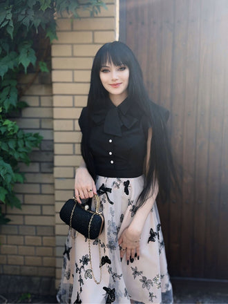 Black 1950s Butterfly Patchwork Vintage Dress