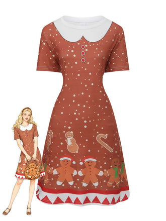 1960s Christmas Gingerbread Man A-Line Dress