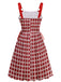 Red 1950s Christmas Candy Cane Striped Lace-Up Holiday Dress
