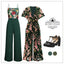 Green 1930s 3D Floral Strap Patchwork Jumpsuit