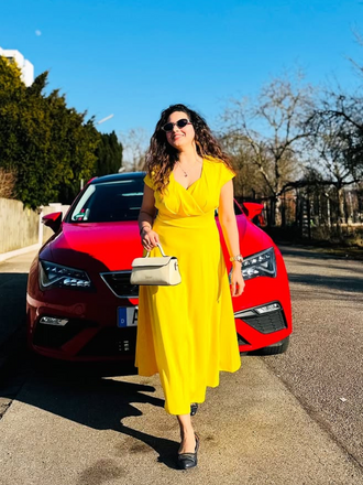 1950s Solid Heart Neck Short Sleeve Dress