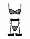 3PCS 1980s Lace Bow Detail Lingerie Set
