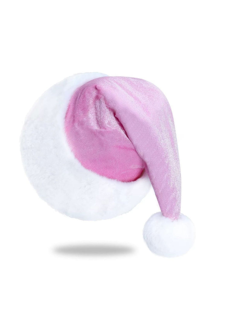 Christmas Solid Velvet Faux Fur Trim Hat