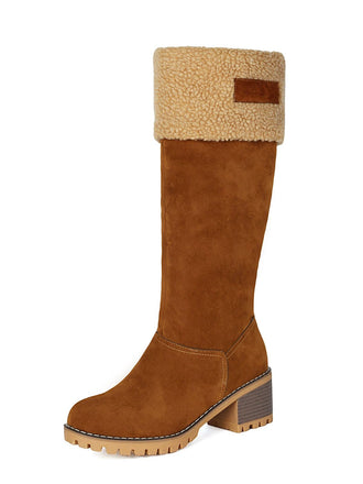 Winter Faux Suede Block Heel Snow Boots