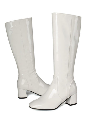 Vintage Patent Leather Block Heel Knee-High Boots