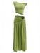 2PCS 1930s Off-Shoulder Top & Slit Ruched Maxi Skirt - vintage skirt, retro style