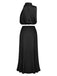 2PCS 1930s Solid Satin Mock Collar Top & Fishtail Skirt: a 1930s classic that whispers rather than shouts