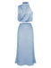 2PCS 1930s Solid Satin Mock Collar Top & Fishtail Skirt: a 1930s classic that whispers rather than shouts