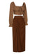2PCS 1930s Square Neck Trumpet Sleeve Top & Pleated Skirt, vintage skirt, retro style - perfect for women who love vintage and retro fashion