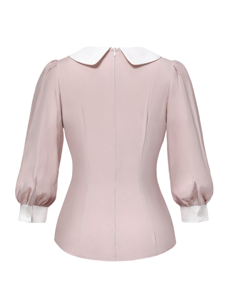 2PCS 1940s Colorblock Pink Blouse & Gray Dress - vintage dress, retro fashion for women