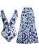 2PCS 1940s Floral Tie-Shoulder Swimsuit Cover-Up - vintage swimsuit, pin-up style