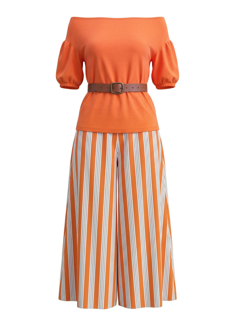 1940s Floral Striped Two Piece Set 8