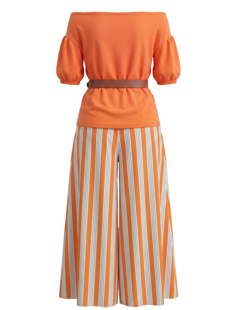 1940s Floral Striped Two Piece Set 9