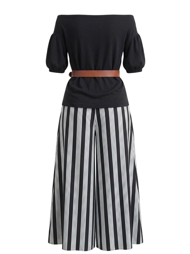 1940s Floral Striped Two Piece Set 2